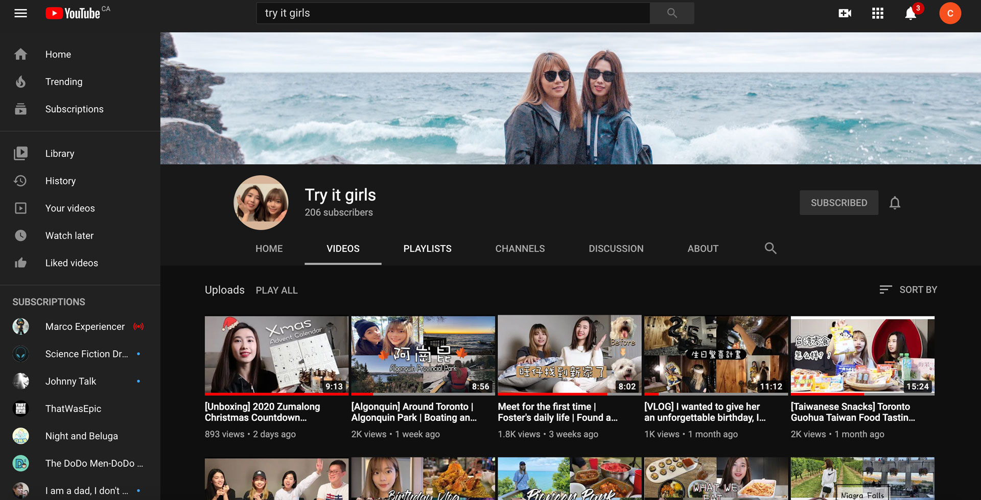 Youtube Channel - Try It Girls